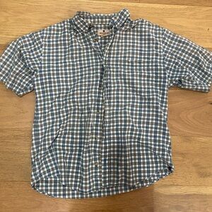 Woolrich Men's Blue and tan short sleeve Checkered Shirt size M GUC